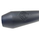 The SP Concepts Lanesplitter Exhaust in black, designed for Harley Davidson Sportster models from 2004-2013, features a logo and rests on concrete, enhancing the bike&