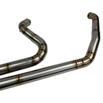 Upgrade your 2018-2024 Harley-Davidson Softail (with OEM Bags) with the SP Concepts Exhaust System—a stainless steel 2-into-1 exhaust complete with pipes, muffler, mounting brackets, and hardware kit from SP Concepts, all showcased on a white background.