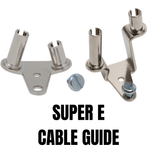 The S&S Cycle S&S Throttle Cable Guide features two angled cylindrical holders, a flat base with mounting holes, and a separate screw—perfect for Harley-Davidson or S&S Super E carburetor throttle cable management.