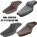 Saddlemen Step-Up Seats for 2004-2020 Harley-Davidson Sportster with 4.5-gallon tank come in brown or black, each with unique stitching and custom styles from Saddlemen.