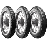 A classic block pattern tire, the Avon Tire - Safety Mileage Mark II AM7 - Rear - 4.00-18 - 64S by Avon, mounted on a spoked wheel.