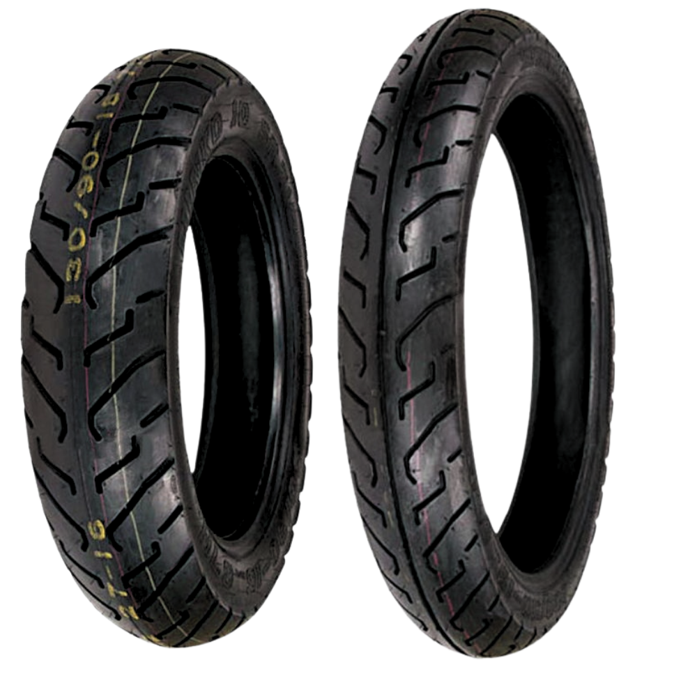 The Shinko 712 Tire by Shinko stands upright against a white background, showcasing its tread pattern designed for excellent wet weather traction.