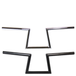 Two TC Bros. 1" Slant Z Handlebars—one chrome, one black—are shown parallel on a white background. Ideal for custom Harley or chopper upgrades, these quality bars are crafted by TC Bros.