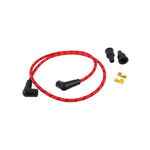 A Wyatt Gatling Cloth Braded Spark Plug Wire Kit 7mm - Red w/Black Tracer for optimal motor performance.