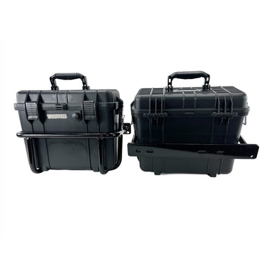 Two Speedwell Vigilante Saddlebags with sturdy handles and robust clasps, displayed against a plain white background.