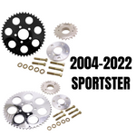 TC Bros. Belt-to-Chain Conversion Kit for Harley-Davidson Sportster 2004–2022—includes motorcycle sprockets, washers, and bolts. Ideal for converting your 2004–2022 Sportster from belt to chain drive with TC Bros. quality parts.