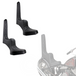 Two black, diamond-stitched TC Bros. King & Queen Hardtail Seats by TC Bros.—one mounted on a partially shown motorcycle—evoke classic Harley-Davidson chopper style.