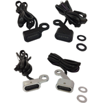 Two black Drag Specialties LED Handlebar Marker Lights for 2014-2022 Harley-Davidson Sportster, including wiring harnesses and two circular rubber gaskets.