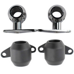 A pair of Moto Iron® chrome wall brackets on a white background.