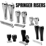 Two TC Bros. 2" Chrome Springer Risers with a screw and nut for 1" diameter handlebars.