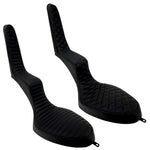 Two Sully's Customs King & Queen Seats for Hardtail, in black with high backrests and quilted stitching, shown side by side on a white background—ideal for enhancing your chopper's comfort and classic style.