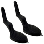 Two Sully's Customs King & Queen Seats for Hardtail, in black with high backrests and quilted stitching, shown side by side on a white background—ideal for enhancing your chopper's comfort and classic style.