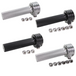 Close-up of the TC Bros. 1" Motorcycle Throttle, a minimalist handle with three nuts in black or silver by TC Bros., shown installed on a motorcycle handlebar and compatible with Harley-Davidson throttle setups.