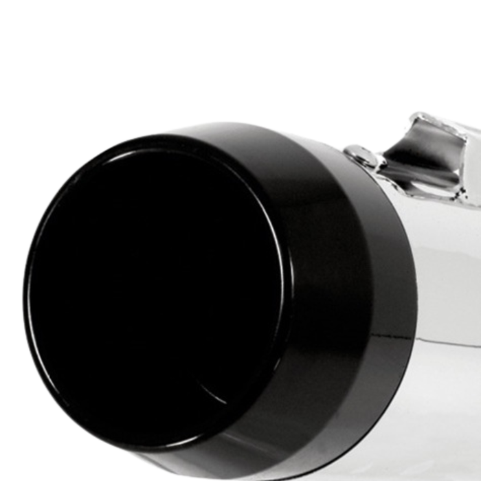 Four Mid-USA Powerhouse Slip-On Mufflers for 1985-2016 Harley-Davidson Touring motorcycles—two in silver and two in black—are arranged horizontally against a white background, capturing the classic look of iconic Touring models. These mufflers from Mid-USA are engineered to provide the deep, signature exhaust rumble that Harley-Davidson enthusiasts desire.