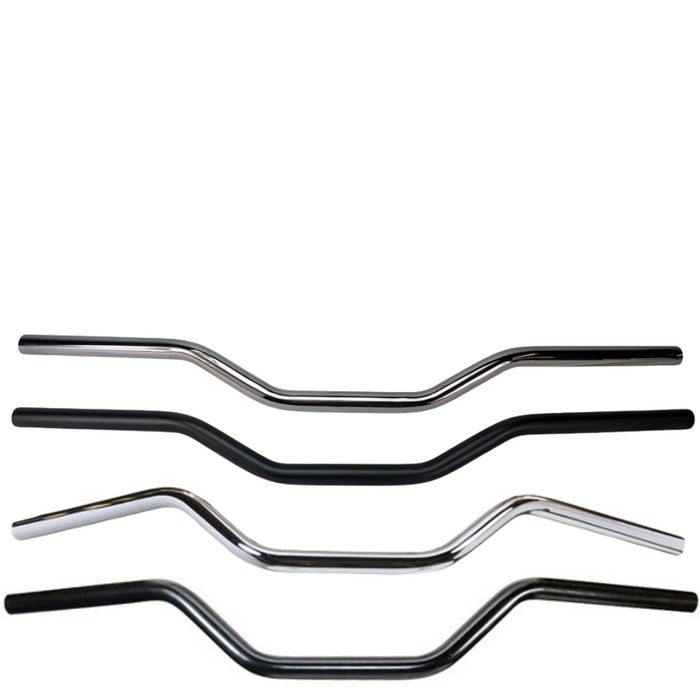 A TC Bros. 1" Tracker Low Handlebars - Chrome with a chrome finish on a white background.