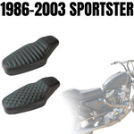 The TC Bros. Tracker Seat for Harley-Davidson Sportster 1986-2003 by TC Bros. is shown above a partially visible Sportster motorcycle.