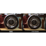 Two TC Bros. Flat Bobber/Chopper Fenders by TC Bros. are shown side by side with "FLAT FENDER • CHOOSE YOUR WIDTH" above them on a white background, perfect for use as motorcycle rear or flat bobber fenders.