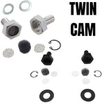 A set of TC Bros breather bolts for all Harley Twin Cam Engines, including crankcase venting.