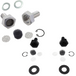 Various metal and plastic hardware, including bolts, washers, mesh screens, retaining rings, and gaskets—such as TC Bros. Breather Bolts for Harley-Davidson Twin Cam—are displayed on a white background.