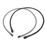 Two Goodridge Universal AN-Type Brake Lines—one silver, one black—with stainless steel braided hoses and threaded connectors are coiled together on a white background, suitable for hydraulic and brake fluid applications.