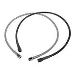 Two Goodridge Universal AN-Type Brake Lines—one silver, one black—with stainless steel braided hoses and threaded connectors are coiled together on a white background, suitable for hydraulic and brake fluid applications.
