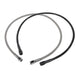 Two Goodridge Universal AN-Type Brake Lines—one silver, one black—with stainless steel braided hoses and threaded connectors are coiled together on a white background, suitable for hydraulic and brake fluid applications.