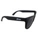The TC Bros. Sunglasses - Black/Smoke Lens feature a sleek wayfarer-style frame with smoke lenses and a subtle white logo on one temple, offering classic styling for any occasion.