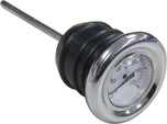 Analog Wyatt Gatling Oil Temp Dipstick 84-99 Harley Softail FXST FLST 79-03 Sportster with probe showing a temperature scale in fahrenheit.
