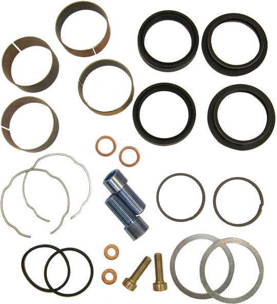 A Drag Specialties Fork Rebuild Kit With Bushings - 49mm - 2006-2017 Dyna of bearings and seals for a motorcycle.