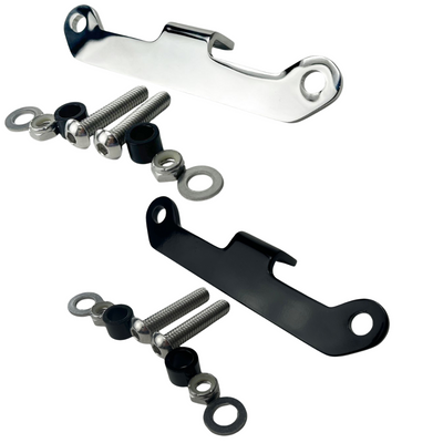 TC Bros. Headlight Mounting Bracket for Springer Front Ends (Vintage) includes chrome and black metal brackets plus hardware—ideal for springer headlight installation. Shown on white with "VINTAGE SPRINGERS" text. TC Bros. quality.