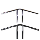 The TC Bros. 1" Whiskey Handlebar features a chrome finish with a raised center and two vertical grips, echoing classic Harley Davidson style, shown here against a white background.