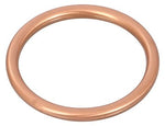 Chrome faucet handle with several James Gaskets Copper Exhaust Gaskets on a white background.