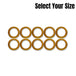 A set of ten Goodridge Crush Washers, displayed in two rows of five with “Select Your Size” in the top right corner on a white background—ideal for any motorcycle brake system.