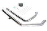 A pair of black Wyatt Gatling Sportster Exhaust Drag Pipe Kit with Black Header Wrap - Slash Cut hoses on a white background.