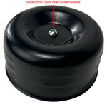 The TC Bros. Black Louvered Air Cleaner for Bendix Zenith & Keihin Butterfly Carbs includes a filter, cover, mounting plate, and fasteners, all set against a white background.