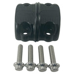 Close-up of TC Bros. Pro Series Clutch and Brake Perch Clamps for 1984-Up Harley-Davidson motorcycles, designed for 1" handlebars, showing control buttons, bolts, and the engraved TC Bros. brand name.