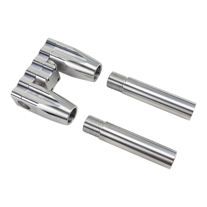 TC Bros. Pro Series Modular Risers for 2022-Up Harley-Davidson Nightster in black and silver, with angled heads and wire channels, are arranged against a white background.