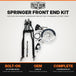 A set of Moto Iron® Springer Front End Kit Harley Davidson 2018-2021 M8 Softail Standard & Street Bob Stock Length Black brake parts for a motorcycle.