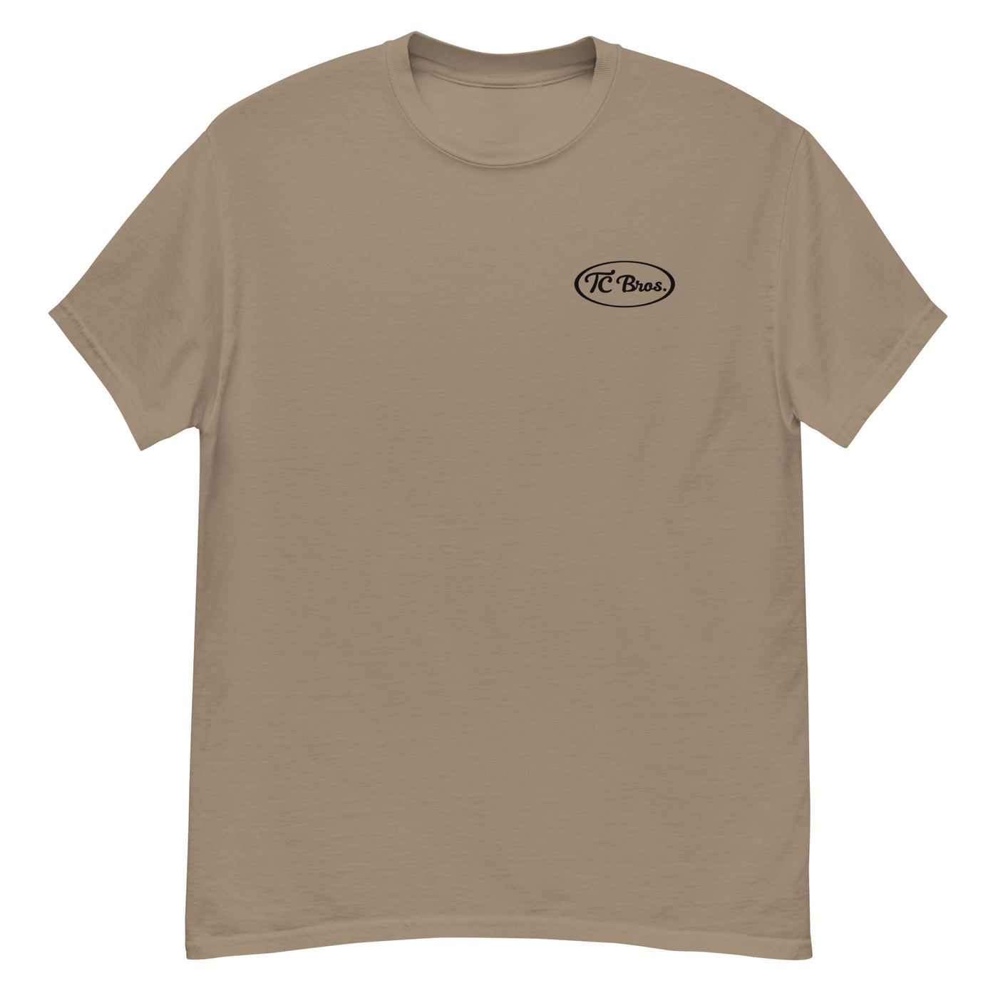 Plain beige staple Pete - Brown Savanah Tee made of ring-spun cotton with a small logo on the left chest from TC Bros.