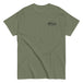 Plain olive green staple Pete - Military Green Tee with a small black logo on the left chest, printed on demand by TC Bros.