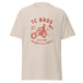Beige Rider - Natural Tee with red TC Bros custom motorcycle parts logo featuring a vintage motorcycle and rider, printed on demand.