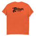 Orange Script - Orange Tee (Front/Back Print) staple t-shirt with a small black logo on the left chest area, printed on demand by TC Bros.