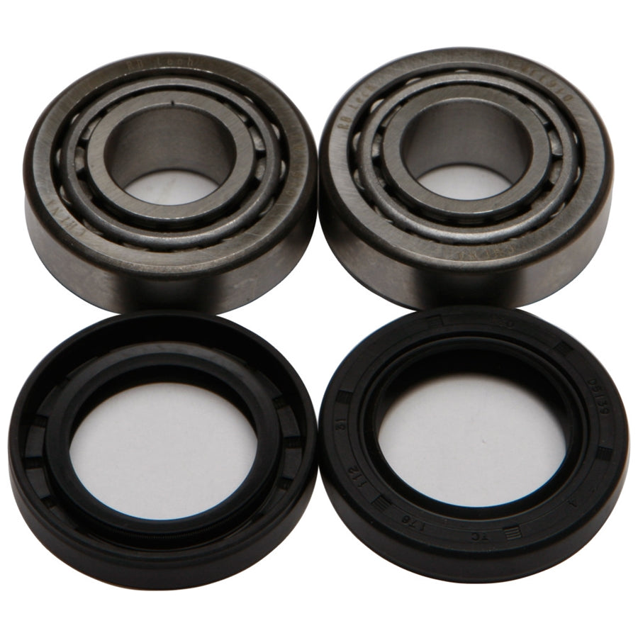 Front wheel bearing kit for 1973-1999 Harley Sportster & FXR, including four wheel bearings and seals by All Balls.