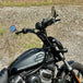 TC Bros. Pro Series Modular Risers for 2022-Up Harley-Davidson Nightster in black and silver, with angled heads and wire channels, are arranged against a white background.