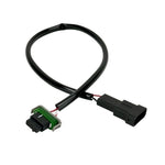 The Namz Speedometer/Cluster Extension Harness for 2022-Up Harley-Davidson Nightster is a black harness with two connectors and a green component, ideal for your bike.