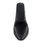 A Le Pera Kickflip Seat - Pleated - Black - FXLR, FXLRS, FXLRST, FLSB '18-'24 motorcycle seat on a white background.
