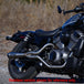 A black Two Brothers Comp S Black 2 into 1 Exhaust for Harley Nightster RH975 2022-UP on a white background.