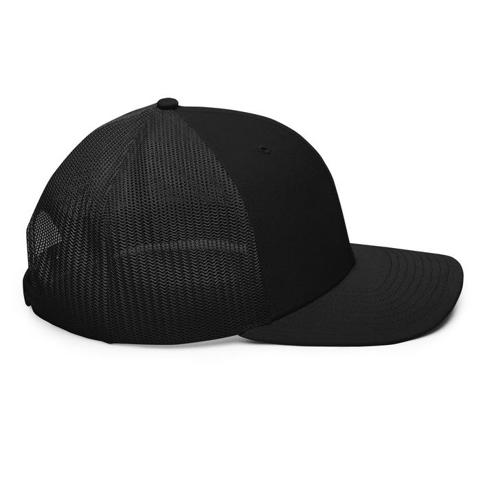 Black mesh-back snapback with white cursive TC Bros logo on the front.