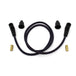 A pair of Wyatt Gatling Cloth Braded Spark Plug Wire Kit 7mm - Navy Blue w/Red Tracer hoses for a car.