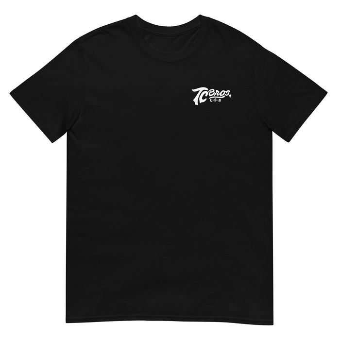 Script - Black Tee, made of ring-spun cotton, with a small white logo on the left chest area by TC Bros.